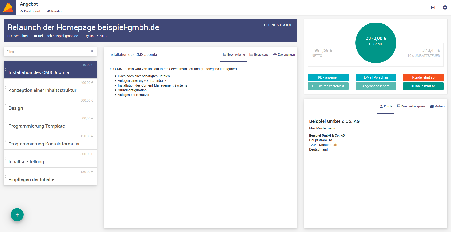 Angebote und Ähnliches erstellen